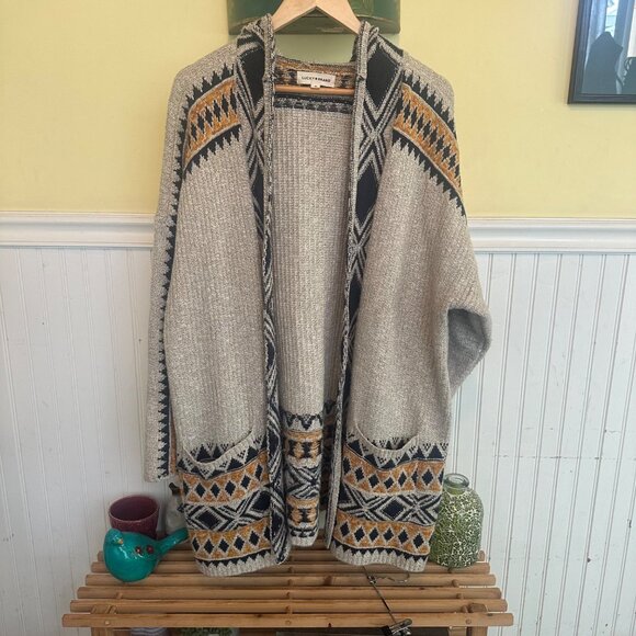 Lucky Brand 2X Open Front Hooded Cardigan Sweater With Pockets - Picture 1 of 7